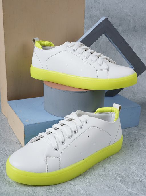 Buy Carlton London White-neon Lace-ups Solid Sneakers Online