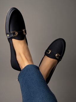 Shoetopia - Golden Metal Buckle Detailed Black Bellies