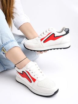 Shoetopia - Smart Casual Colorblock White Sneakers