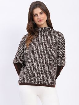 Global Republic - Brown High Neck Pullover for Women