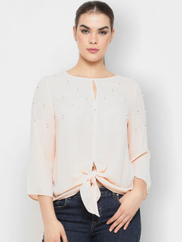 Gipsy - Womens Key Hole Neck Embellished Top