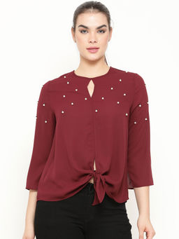 Gipsy - Beaded Maroon Top