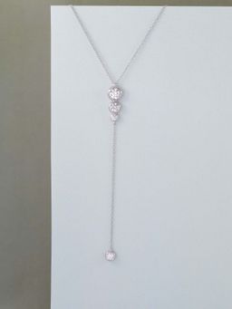 Ornate Jewels - 925 Silver American Diamond Y Shape Necklace for Women and Girls (One Size)