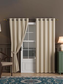 Kuber Industries - Beige Polyester Blackout Door Curtains (Pack of 2) (7 Feet)