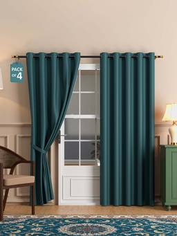 Kuber Industries - Plain Teal Polyester Blackout Door Curtains (Pack of 4) (7 Feet)