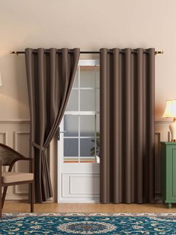 Kuber Industries - Brown Polyester Blackout Door Curtains (Pack of 2) (7 Feet)