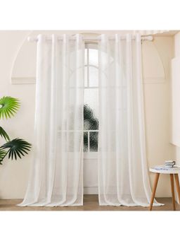 Story@Home - White Polyester Sheer Semi Long Door Curtains (Pack of 2) (8 Feet)