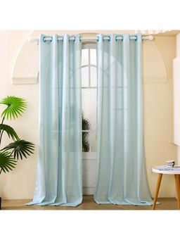 Story@Home - Sky Blue Polyester Sheer Semi Long Door Curtains (Pack of 2) (8 Feet)