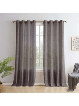 Story@Home - Grey Polyester Sheer Semi Long Door Curtains (Pack of 2) (8 Feet)