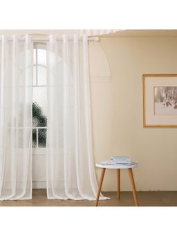 Story@Home - Off White Polyester Sheer Semi Long Door Curtain (8 Feet)