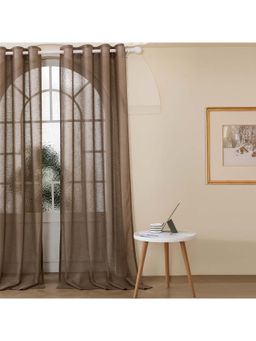 Story@Home - Camel Brown Polyester Sheer Semi Long Door Curtain (8 Feet)