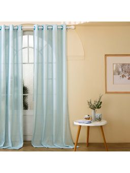 Story@Home - Sky Blue Polyester Sheer Semi Long Door Curtain (8 Feet)