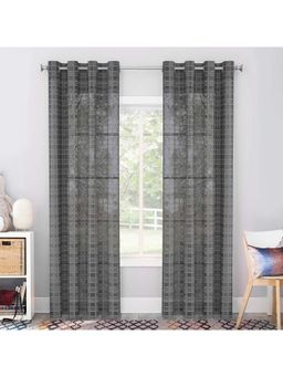 Story@Home - Grey Polyester Sheer Semi Long Door Curtain (8 Feet)