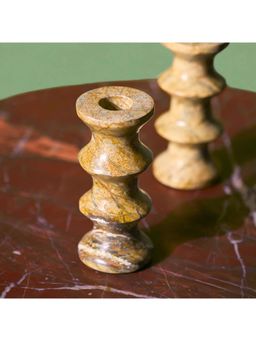 Muun Home - Brown Astra Marble Pillar Candle Holder