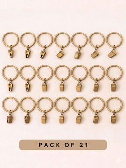 The Decor Mart - Gold Metal Curtain Ring with Clip for Curtain Rod (Pack of 21)