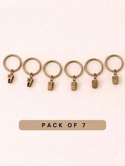 The Decor Mart - Gold Metal Curtain Ring with Clip for Curtain Rod (Pack of 7)