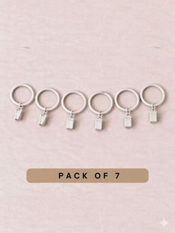 The Decor Mart - White Metal Drapery Ring with Clip for Curtain Rod (Pack of 7)