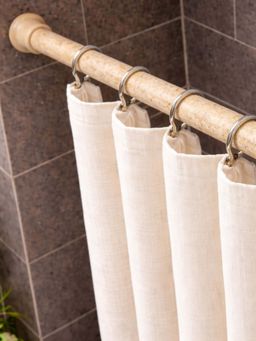 The Decor Mart - Beige Extendable Metal Curtain Tension Rod