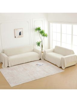 Story@Home - Beige Chenille Sofa Covers (Pack of 2)