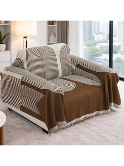 Story@Home - Brown & Off White Chenille Sofa Cover