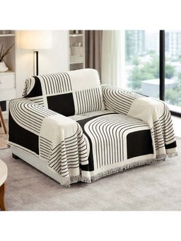 Story@Home - White & Black Chenille Sofa Cover