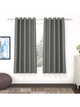 Story@Home - Ash Grey Faux Silk Door Curtains (Pack of 2)