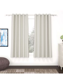 Story@Home - White Faux Silk Door Curtains (Pack of 2)