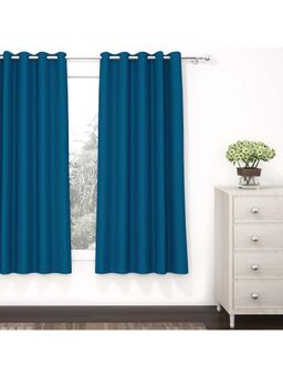 Story@Home - Blue Faux Silk Door Curtain