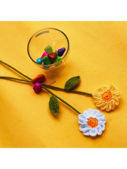 TheYUGO - Multi-Color Handmade Crochet Daisy Crochet Flowers (Pack of 2)