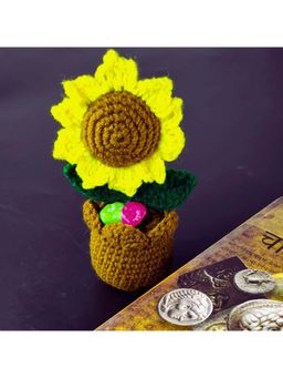 TheYUGO - Yellow Crochet Rise & Shine Sunflower Pot Crochet Flower