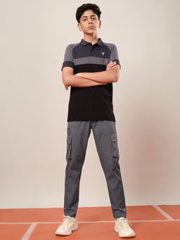 Technosport - Boys Solid Regular Fit Sports Cargo Trackpants with TS FLEXI