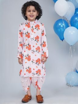 Little Bansi - Muslin Woven Marigold Kurta and Dhoti - Baby Pink