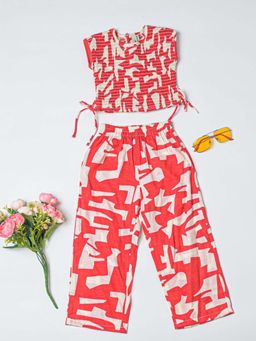 Fairies Forever - Red Sleeveless Smoking Top With Pants