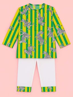 Tiny Pants - Unisex Zebra Print Cotton Sleepwear Kurta with Pyjama