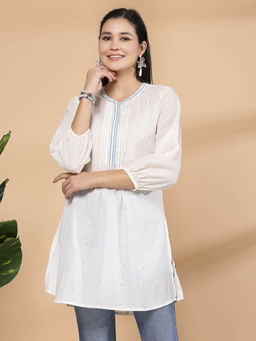 Nayam by lakshita - Womens Embroidered Cotton Tunic White