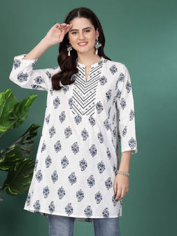 Nayam by lakshita - Womens Mandarin Collar Tunic Navy Blue