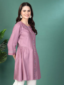 Nayam by lakshita - Womens Self Dobby Rayon Tunic Mauve