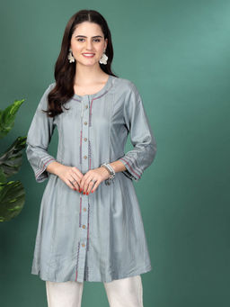 Nayam by lakshita - Womens Self Dobby Rayon Tunic Grey
