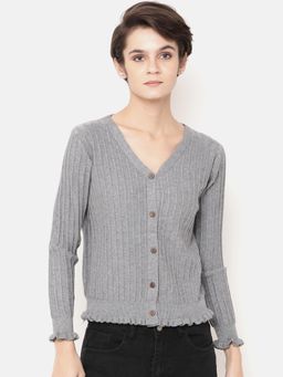 Gipsy - Grey Textured Acrylic Short Cardigan