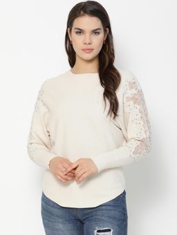 Gipsy - Beige Embellished Acrylic Sweater