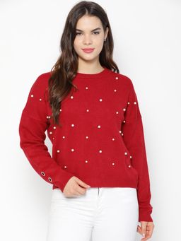 Gipsy - Red Embellished Acrylic Sweater