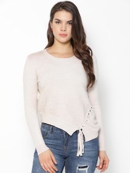 Gipsy - Beige Solid Acrylic Sweater