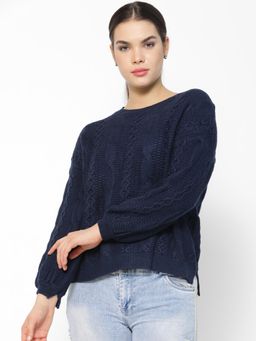 Gipsy - Navy Blue Abstract Acrylic Sweater