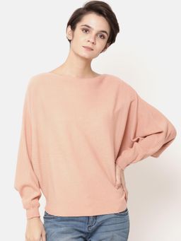 Gipsy - Women Dusky Pink Striped Acrylic Sweater