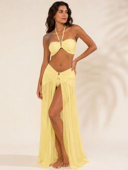 Coco Turtle - Women Yellow Swim Top with Swim Bottom and Cover-Up
