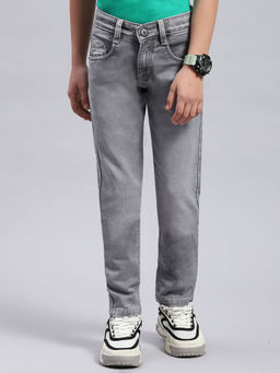 Monte Carlo - Boys Grey Solid Light Wash Straight Fit Jeans