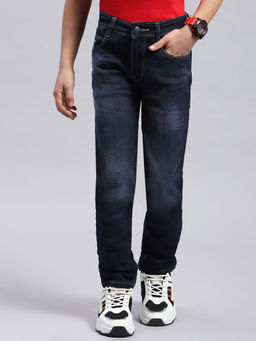 Monte Carlo - Boys Blue Solid Light Wash Straight Fit Jeans