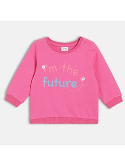 MINI KLUB - Knit Full Sleeve Typography Print Sweatshirt - Pink