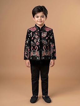 ETHNIKS NEURON - Ethniks Neu-Ron Kurta with Pant and Jacket-Black