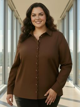 Globus - Women Brown Plus Size Workwear Shirt